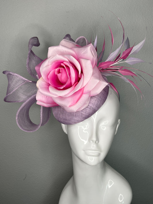 Blush Rose and Lavender Feather Fascinator Hat