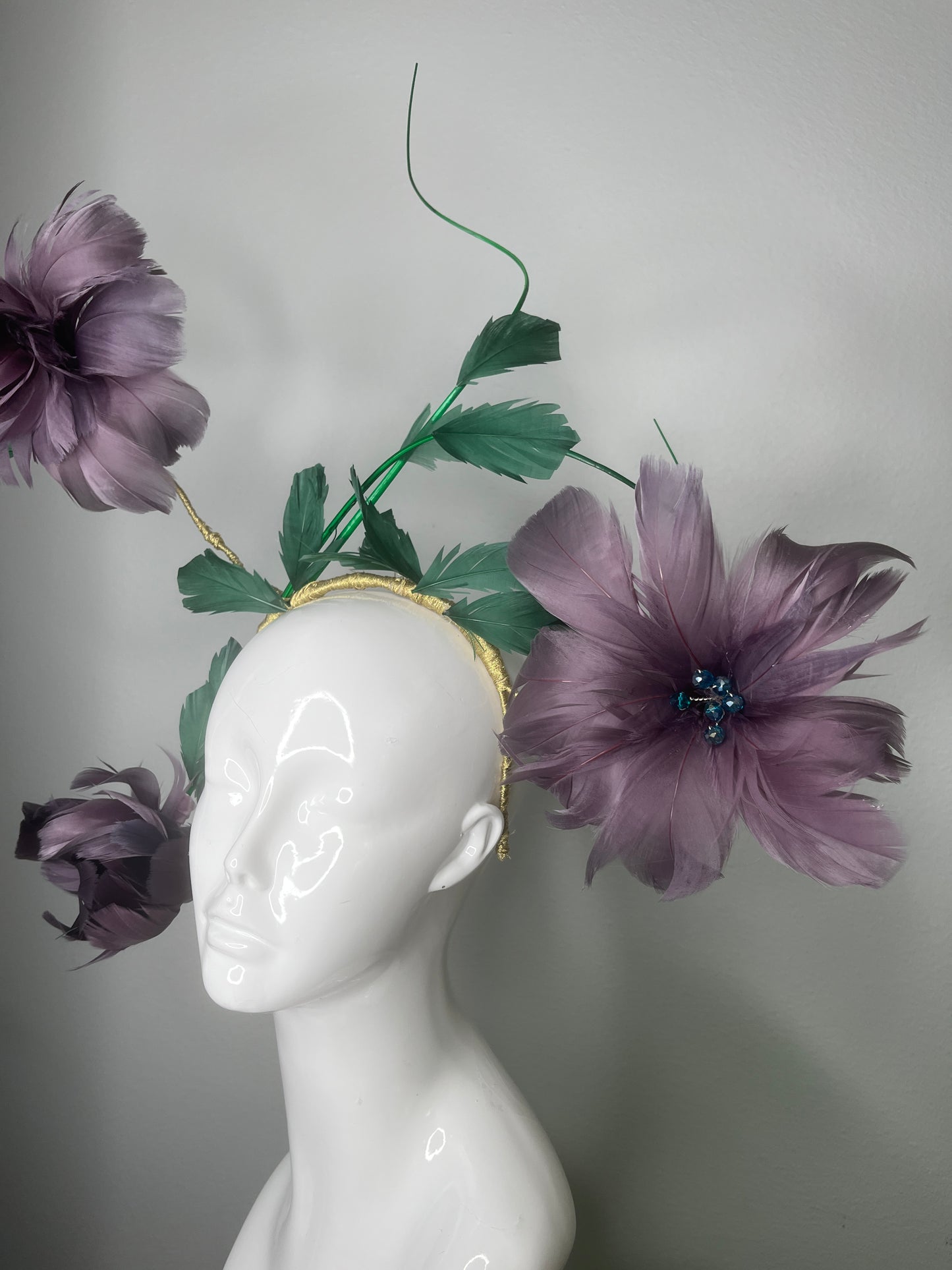 Becoming Bloom Handmade Derby Showstopper Featuring Handcrafted Feather Flowers in Bud to Full Blossom”