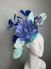 Azure Bloom Blue Feathers Turquoise Fascinator Hat