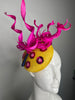 Sunshine Fuchsia Feather Sequins Florals Fascinator Hat