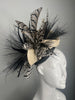 Noir Enchanté  Couture Feather Fascinator Hat in Ivory and Black
