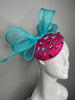 Bubblegum Luxe Pink and Turquoise Sinamay Fascinator Hat