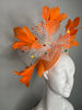 Citrus Orange Carnival Feather Fascinator Hat