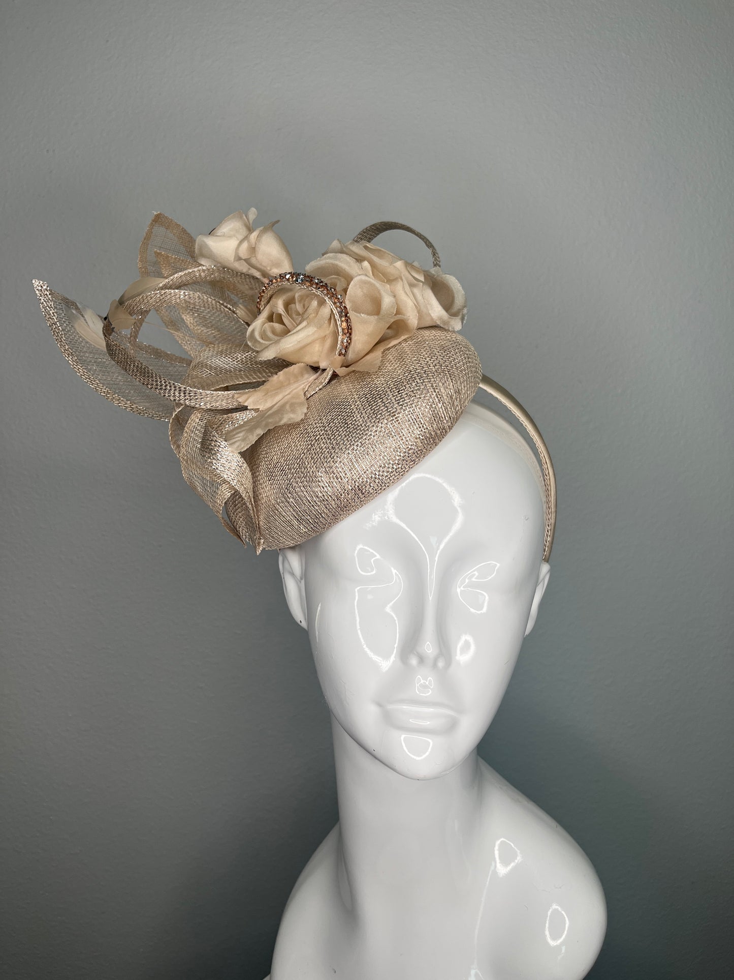 Champagne Whispers Sinamay Fascinator Hat