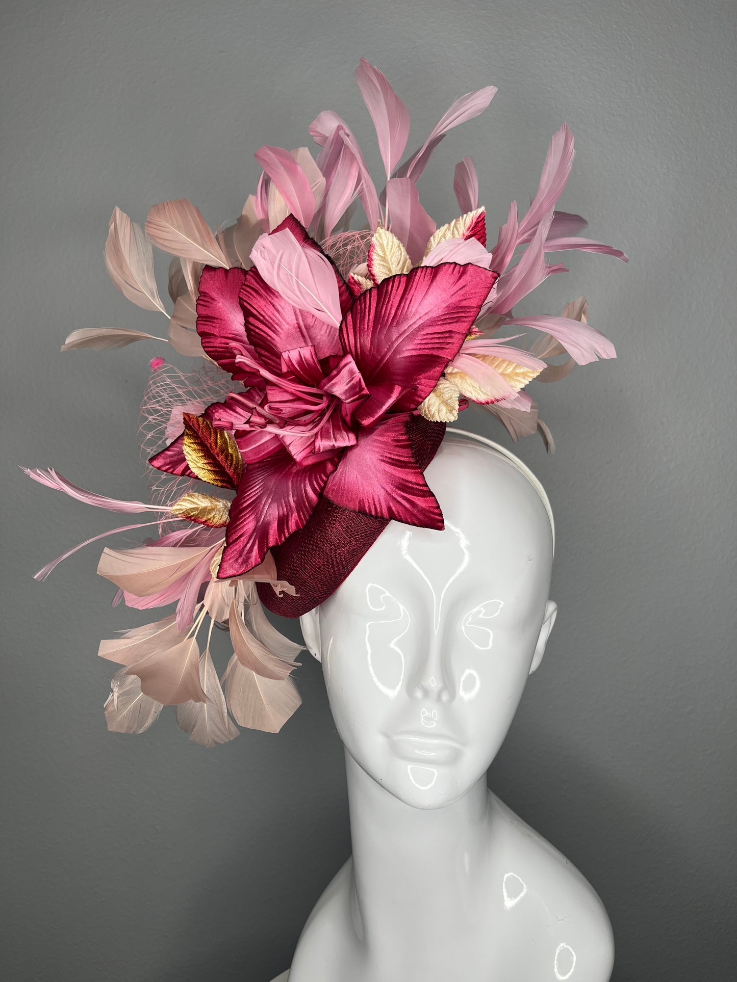 Rosé Radiance Feather Fascinator Hat