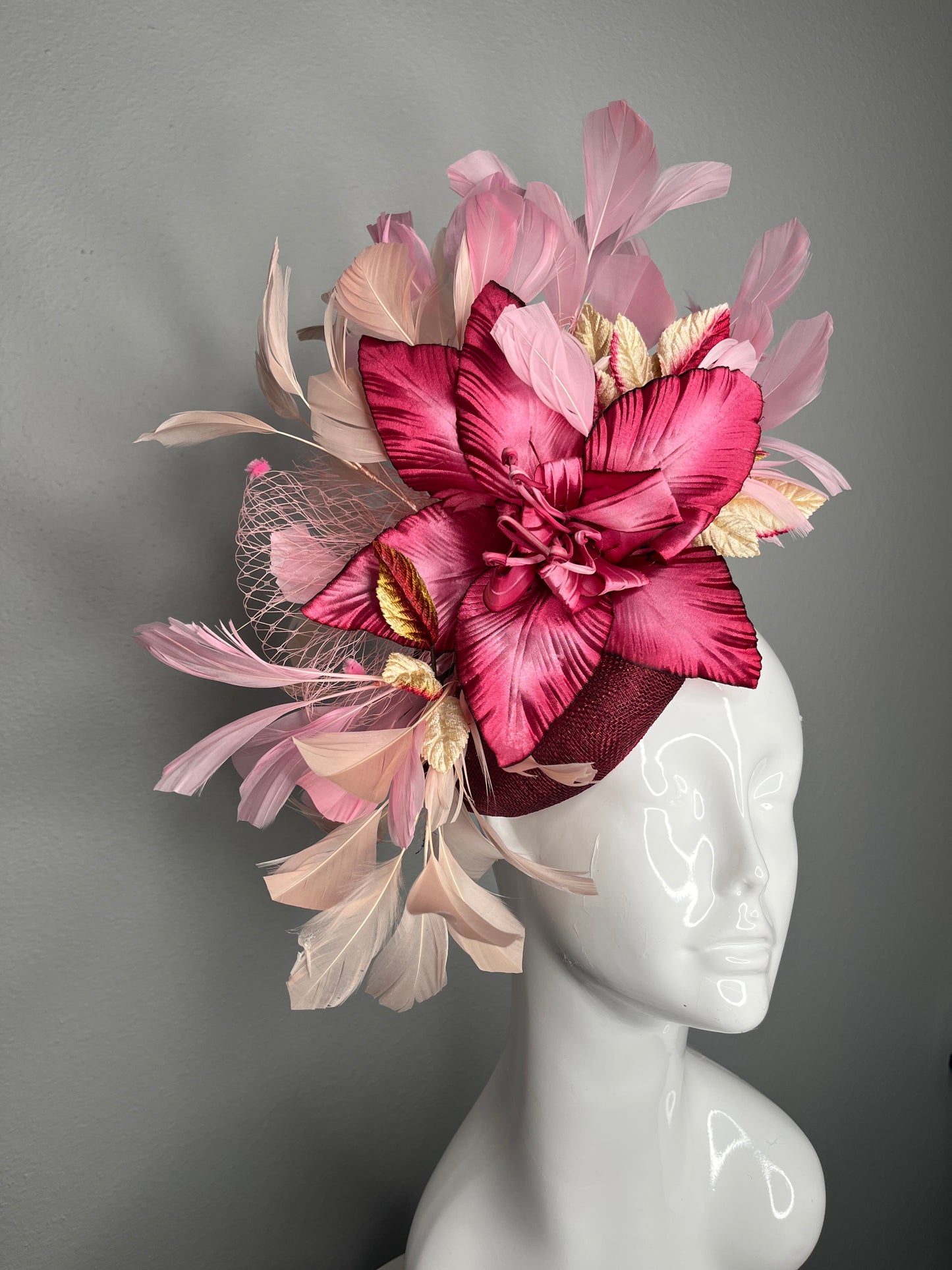 Rosé Radiance Feather Fascinator Hat