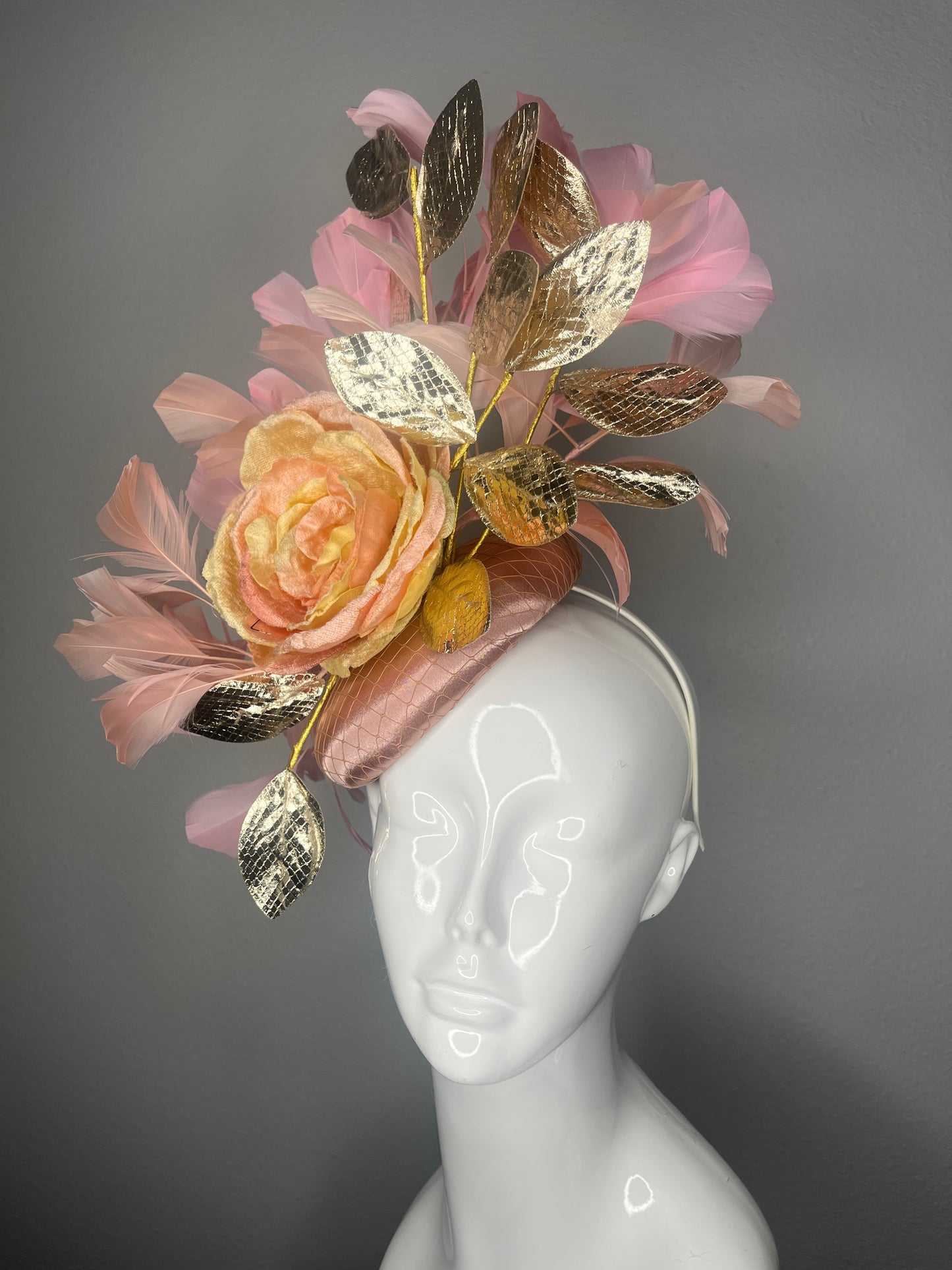 Blush and Brilliance Pink Blush Feather Fascinator Hat