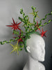 Starlight Celebration Red and Green Holiday Fascinator Hat