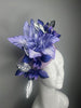 Lavender and Royal Purple Statement Fascinator with Metallic Silver Leaves  Derby Hat Kentucky Oaks Headpiece
