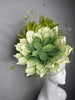 Sculptural Green & Ivory Floral Fascinator with Modern Leaf Detail