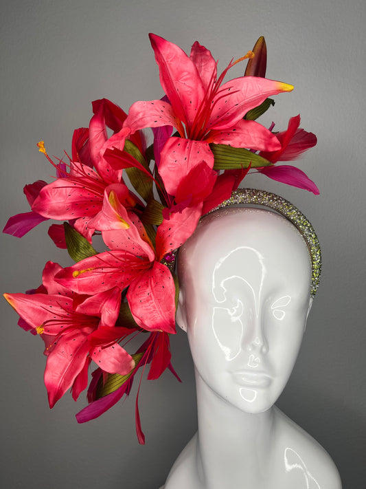 Dark Pink  Lily Pink Statement Fascinator