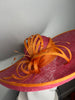Pink & Orange Wide-Brim Sinamay Fascinator with Sculpted Loops – Kentucky Derby Statement Hat