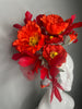 Red Poppy Floral Fascinator | Dramatic Kentucky Derby Statement Headpiece