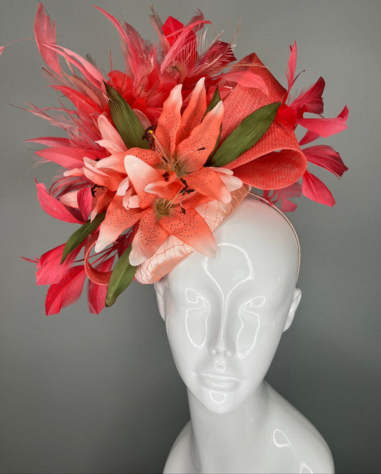One-of-a-Kind Fascinator Featuring Vintage Peach Kim Originals Florals (c. 1970s)