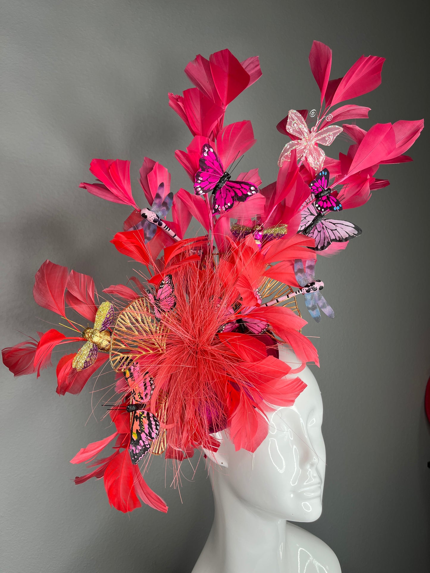 Enchanted Garden Couture Fascinator – Butterflies, Dragonflies & Bees