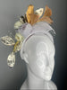 Champagne Gold Elegance Fascinator – Ivory & Metallic Race Day Headpiece