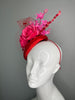 Red & Fuchsia Rose Mini Fascinator – Kentucky Derby / Oaks Statement Headpiece