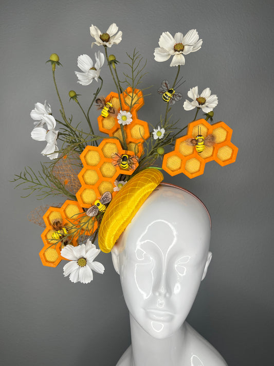 Golden Honey and Bee Garden Nature Fascinator
