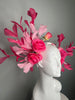 Hot Pink Rose Fascinator | Luxury Statement Couture Kentucky Derby Headpiece | Bold Floral Race Day Hat