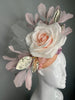 Blush & Champagne Fascinator | Elegant Kentucky Derby Hat | Floral Oaks Day Headpiece
