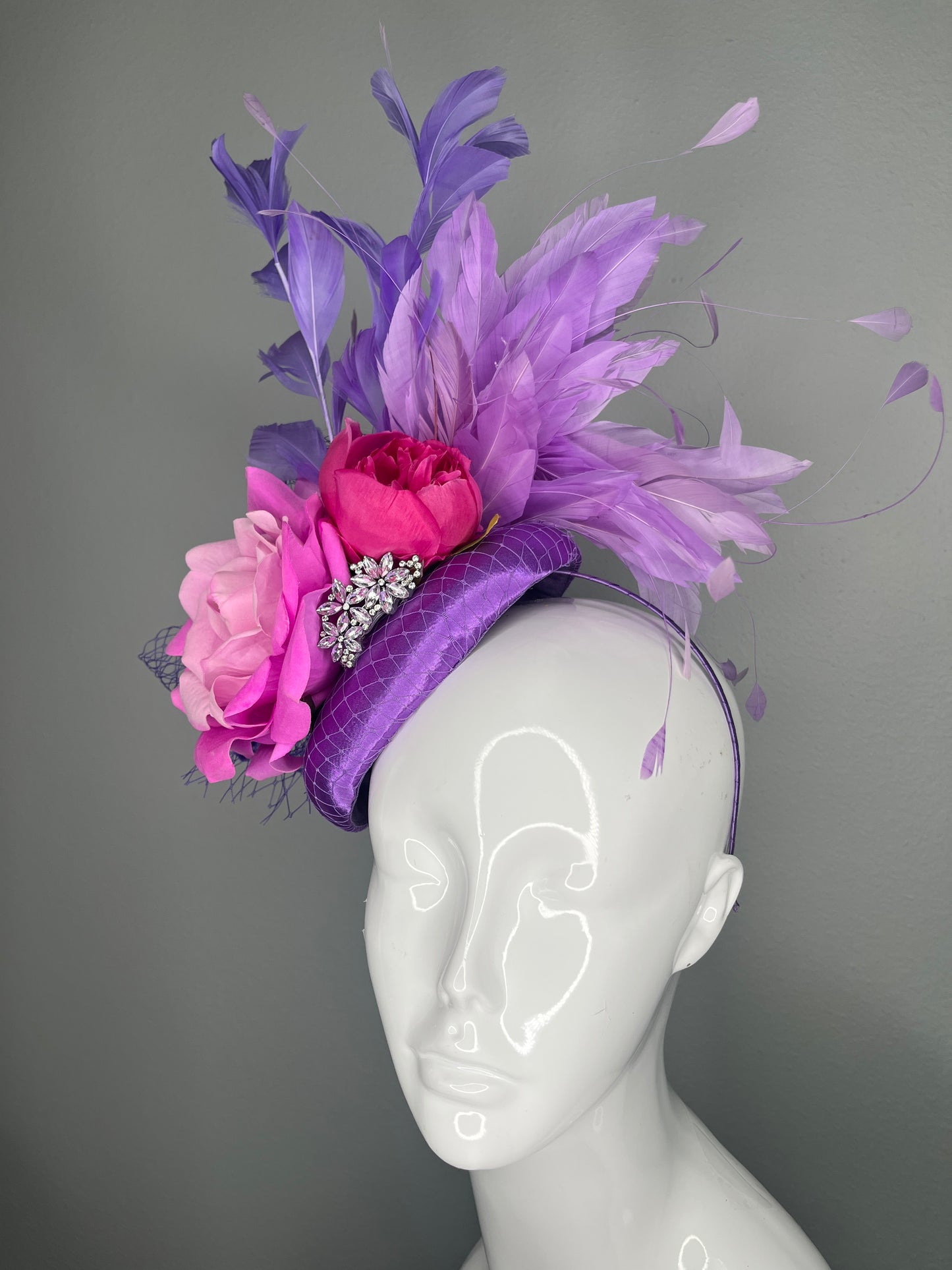Lavender Purple & Pink Derby Fascinator  Kentucky Oaks Floral Headpiece | Elegant Race Day Hat