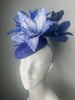 Periwinkle Blue Lily Fascinator – Elegant Derby Hat with Sculpted Petals & Feather Accents
