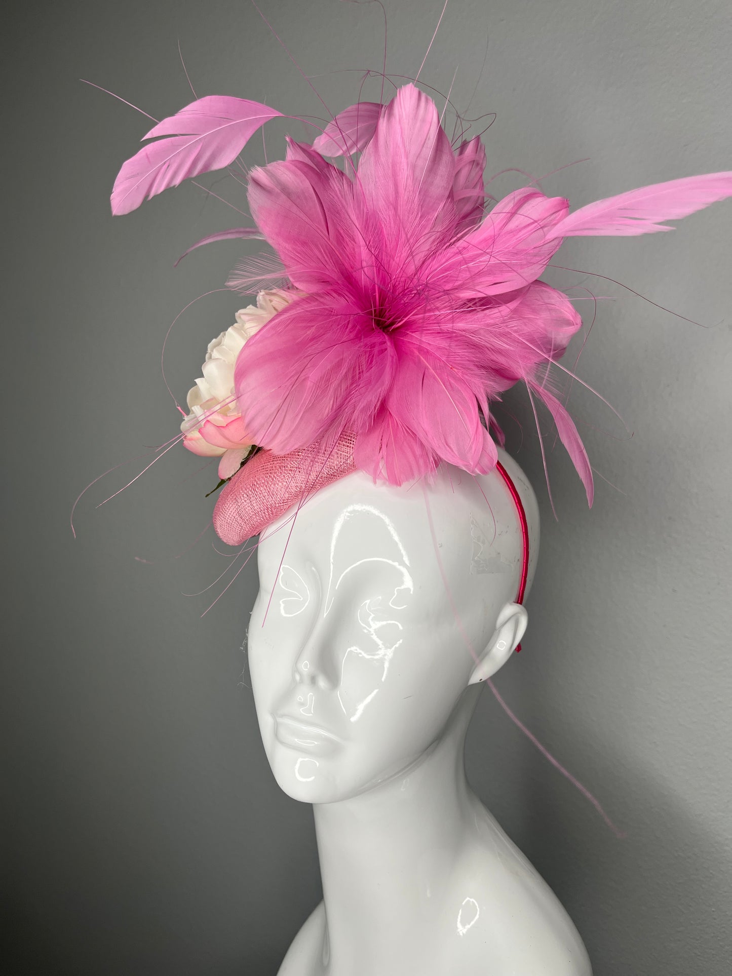 Blush Garden Elegance Fascinator | Soft Pink and Ivory Floral Derby Hat | Kentucky Derby Kentucky Oaks Romantic Feather Cocktail Headpiece