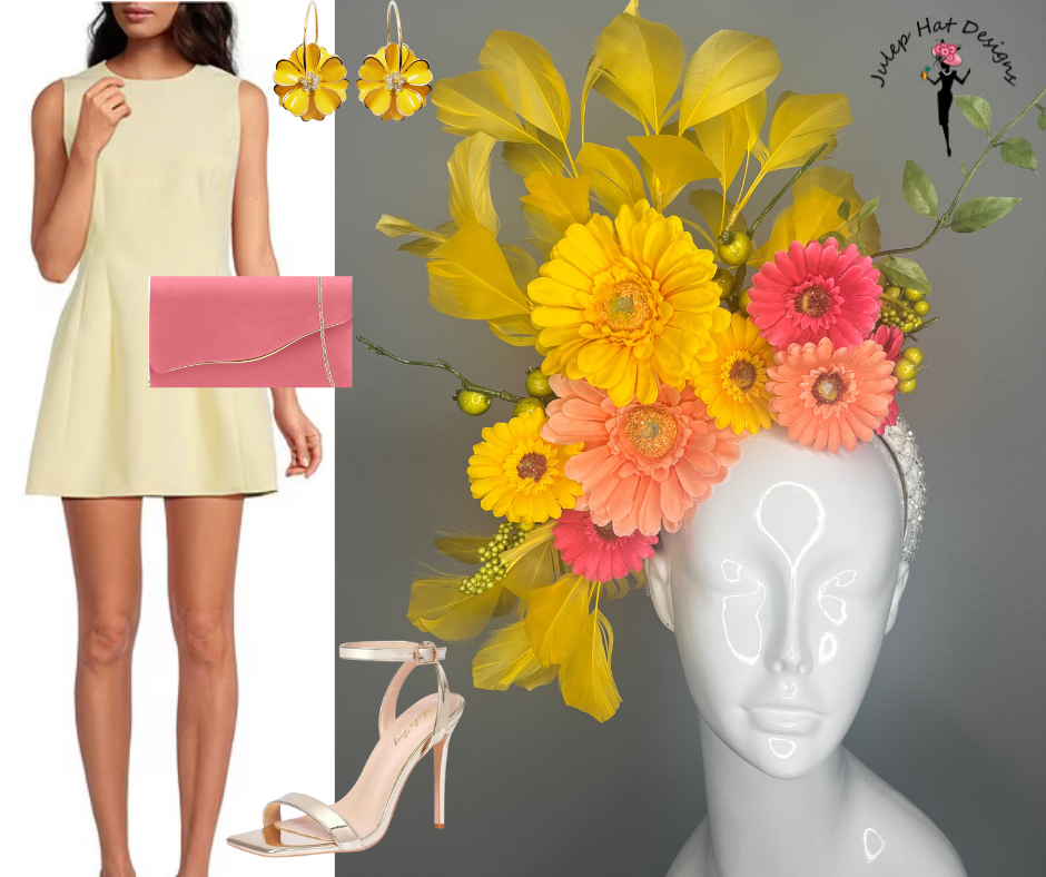 Sunshine Bloom Yellow Feather Fascinator Hat