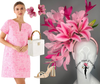 Blush & Fuchsia Stargazer Lily Statement Fascinator with Feather Cascade