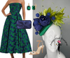Emerald Green  & Navy Blue Statement Fascinator – Bold Floral Race Day Headpiece