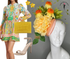 Yellow Floral Fascinator with Orange Blooms – Statement Headpiece for Kentucky Derby, Oaks Day, Weddings & Races