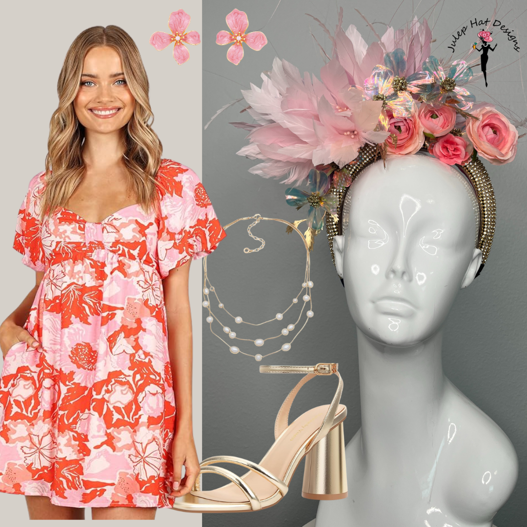 Blush Bloom and Irridescent  Pink Statement Fascinator Headband