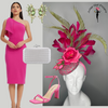 Fuchsia Fantasy Hot Pink Rose and Feather Statement Fascinator