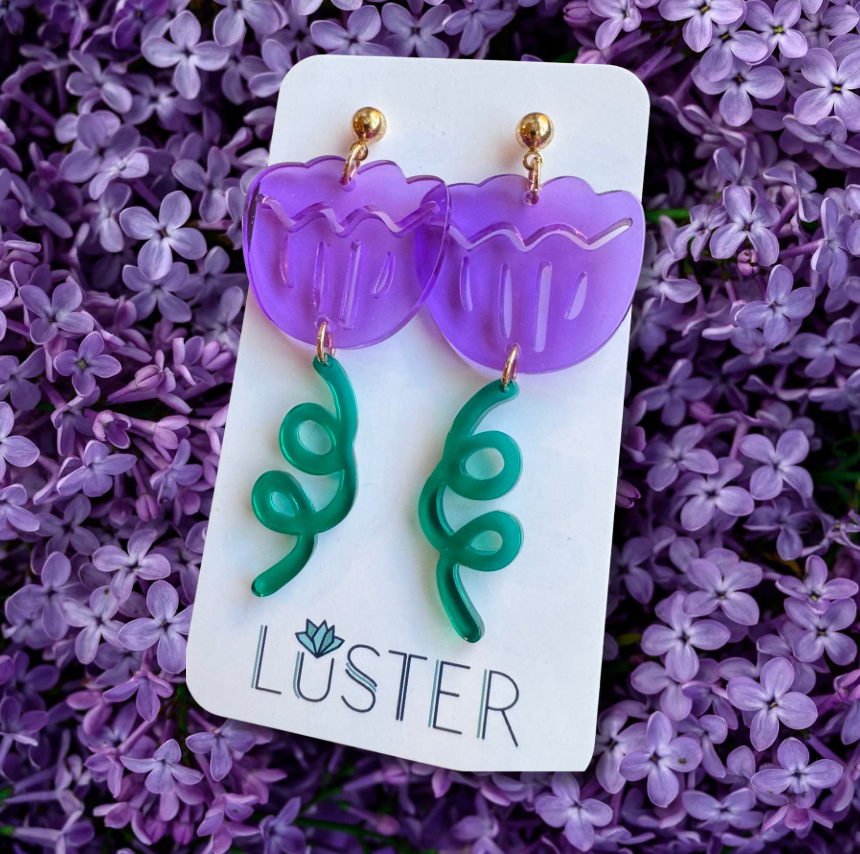 Acrylic Garden Flower Unique Statement Earrings 