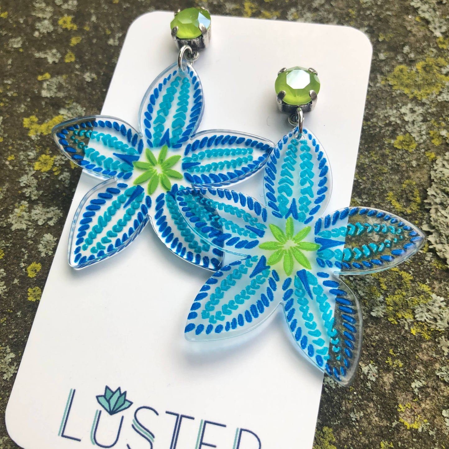 Star Flower Acetate Lightweight Statement Earrings
